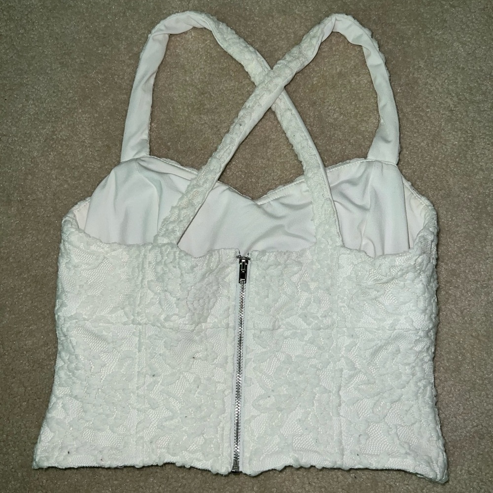 Bebe White Lace Tank